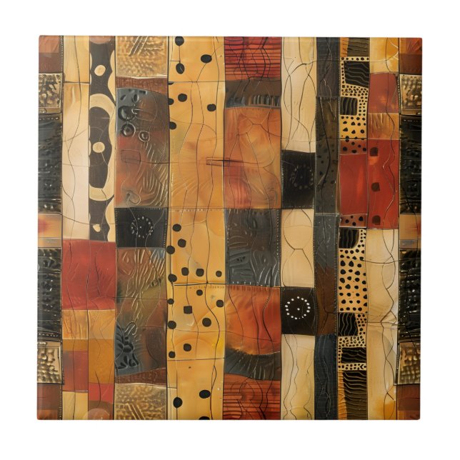 African Tribal Pattern Ceramic Tile (Front)