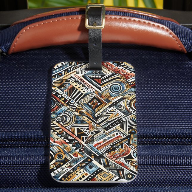 African Tribal Pattern Luggage Tag (Front Insitu 2)