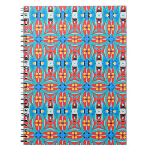African Tribal Pattern Red and Blue Notebook