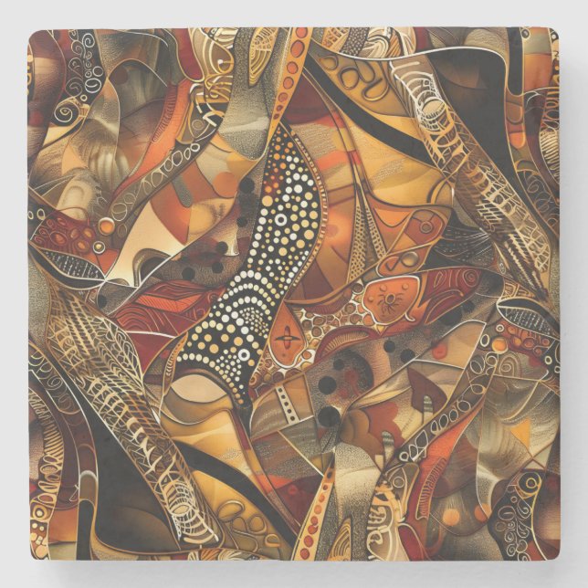 African Tribal Pattern Stone Coaster (Front)