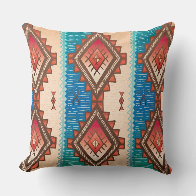 African Tribal Pattern Throw Pillow (Front)