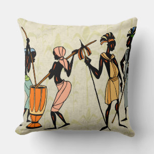 African Tribal Pattern Throw Pillow