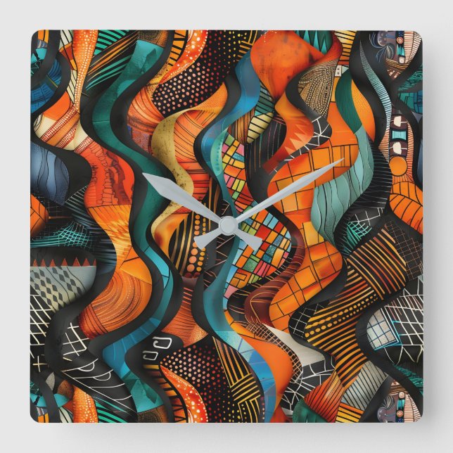 African Tribal Pattern Wall Clock (Front)