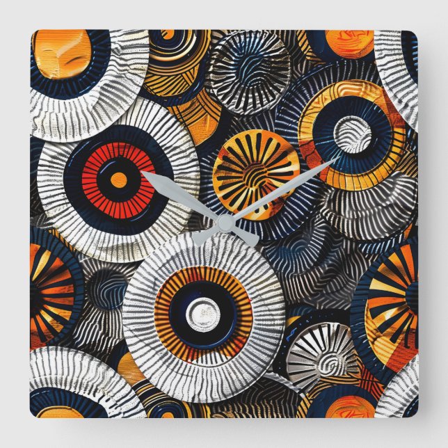 African Tribal Pattern Wall Clock (Front)