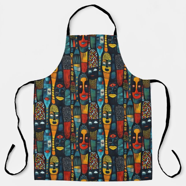 African tribal pattern with idols. apron (Front)