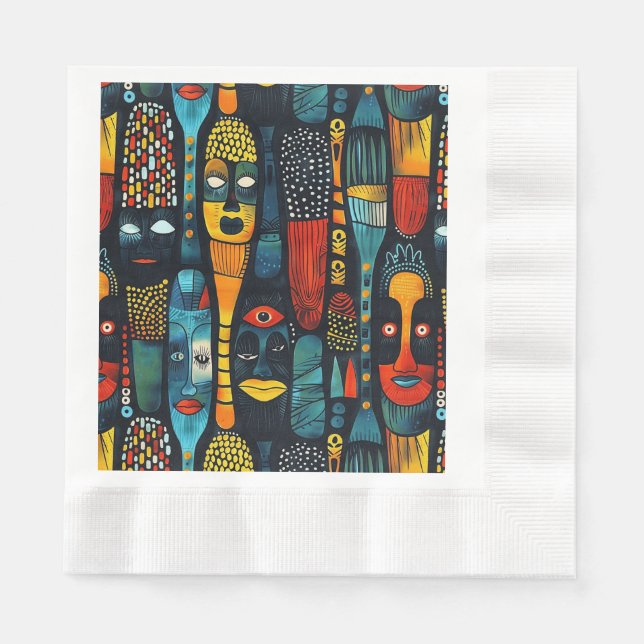African tribal pattern with idols. napkin (Front)