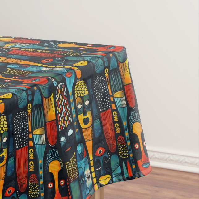 African tribal pattern with idols. tablecloth (In Situ)