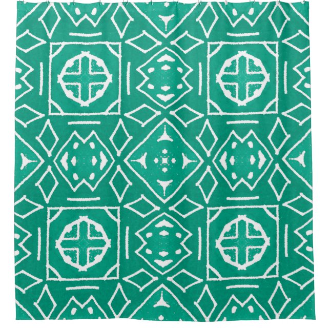 African Tribal Print Ikat Pattern Shower Curtain (Front)
