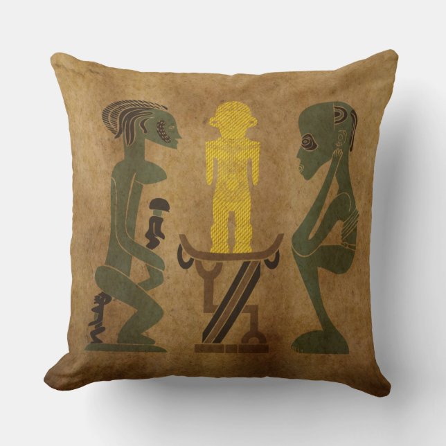African tribal scene rock carving art cushion (Front)
