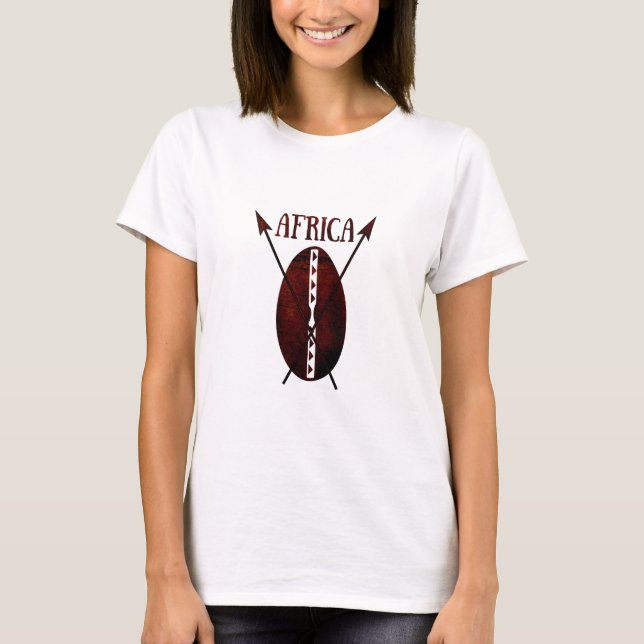 african tribal shield spear T-Shirt (Front)