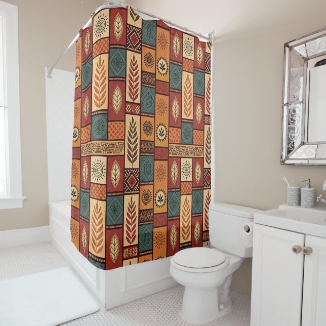 African Tribal Shower Curtain (In Situ)