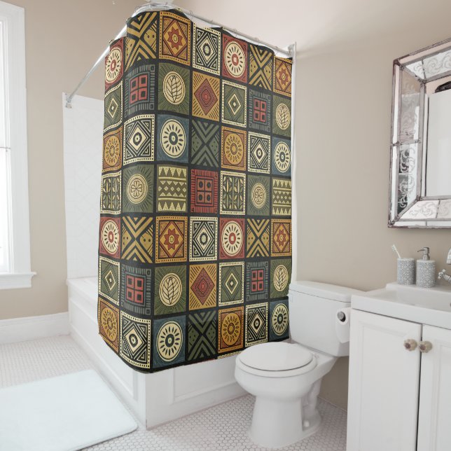 African Tribal Shower Curtain (In Situ)