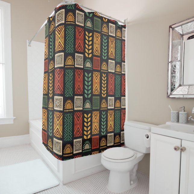 African Tribal Shower Curtain (In Situ)
