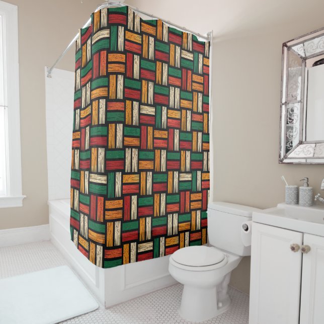 African Tribal Shower Curtain (In Situ)