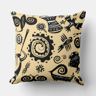 African Tribal Symbol Throw Pillow