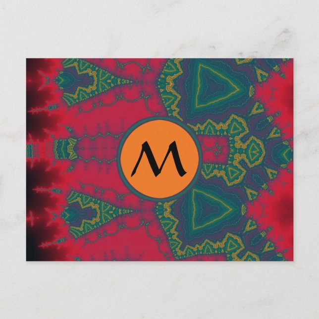 African Tribal Triangles with Yellow Monogram Postcard (Front)