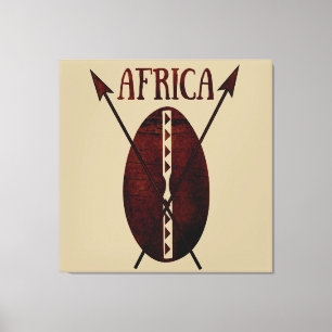 African Tribal Vintage shield and spear art Canvas Print
