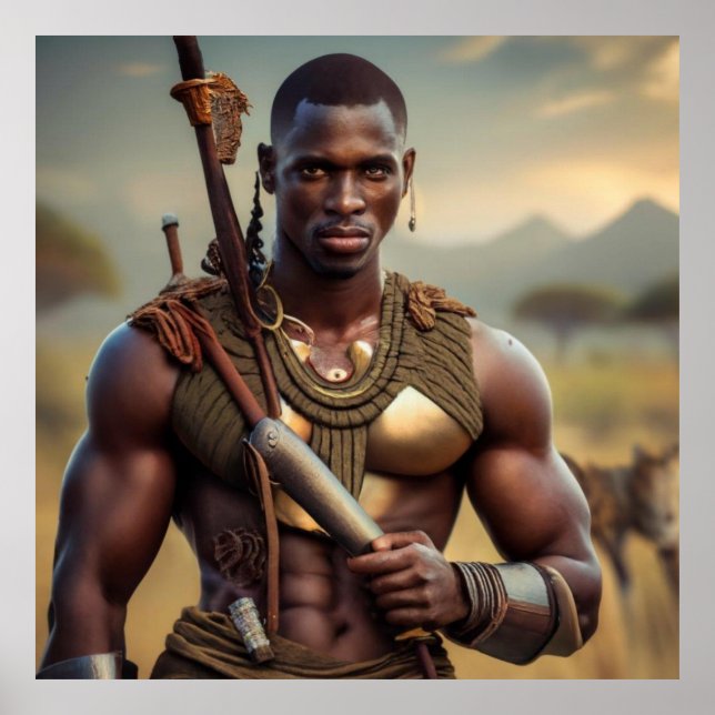 African Tribal Warrior Wall Art (Front)