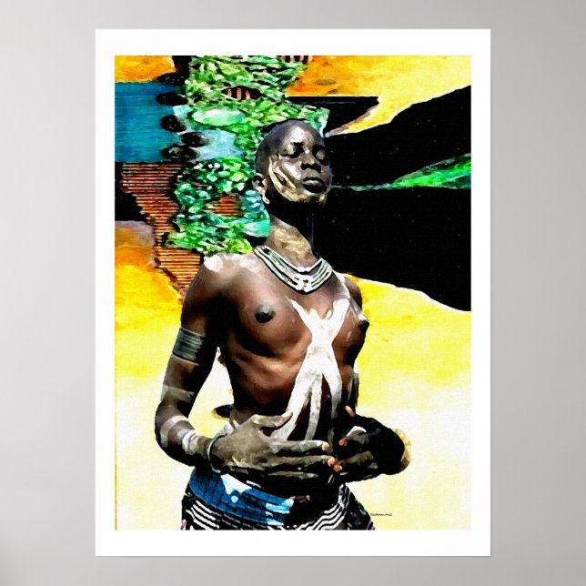 African Tribal Woman In a Tribal Dance Poster (Front)