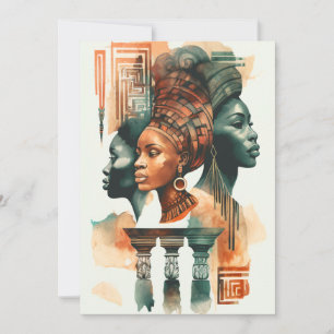 African Tribal Women Painting, Contemporary Art Holiday Card