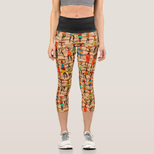 African Tribal Women Pattern Capri Leggings