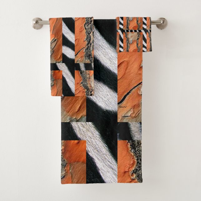 African Tribal Zebra  Print Bath Towel Set (Insitu)