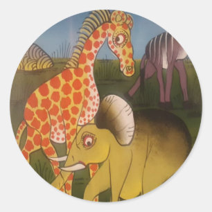 African Trio Art Print Classic Round Sticker