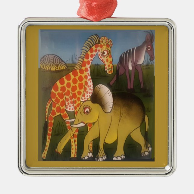 African Trio Art Print Metal Tree Decoration (Front)