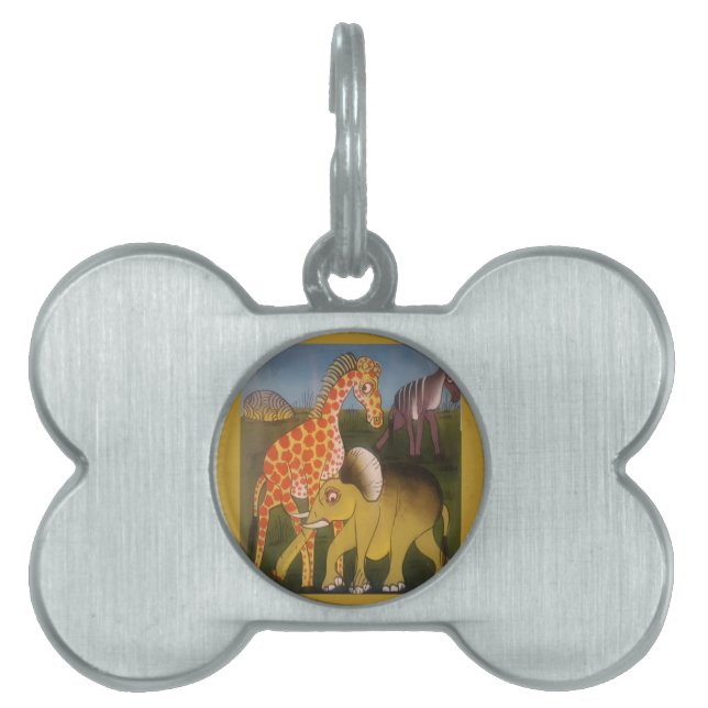 African Trio Art Print Pet Name Tag (Front)