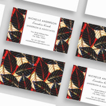 African Tropical Leaves Consultant Red and Black