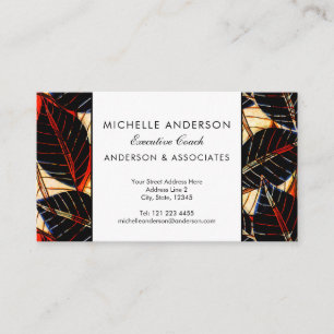 African Tropical Leaves Executive Red and Black Business Card