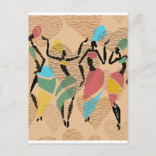 African valentines dance, african ladies pattern postcard