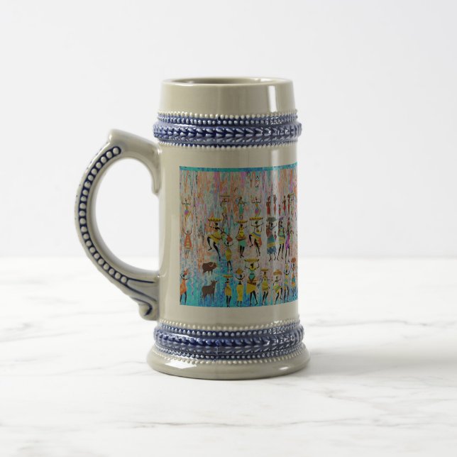 African Village Beer Stein (Left)