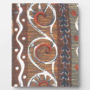 African Vintage Traditional Ornament Motif Colours Plaque
