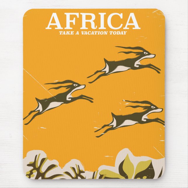 African vintage vacation print mouse pad (Front)