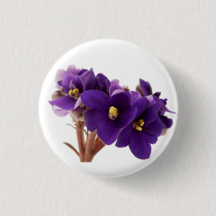 African violet 3 cm round badge