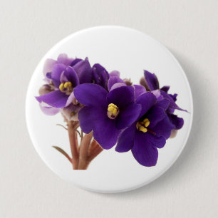 African violet 7.5 cm round badge