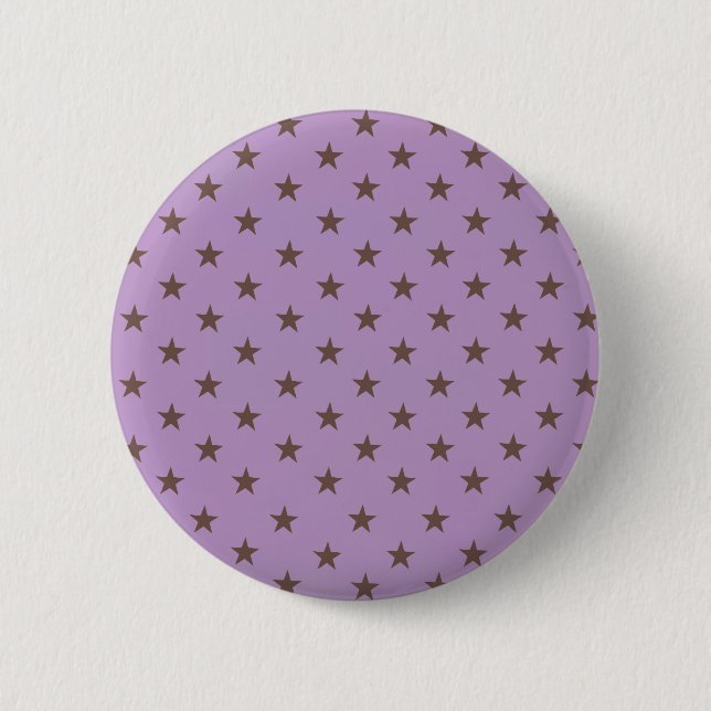African Violet And Brown Stars Pattern 6 Cm Round Badge (Front)