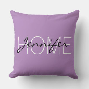 African violet colour home monogram cushion