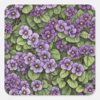 African Violet flowers pattern