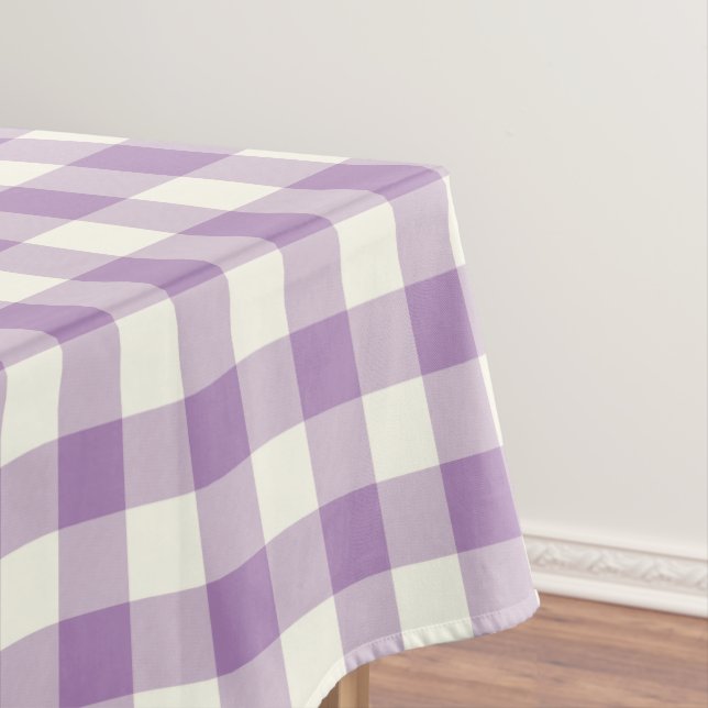 African Violet Gingham Pattern Check Tablecloth (In Situ)