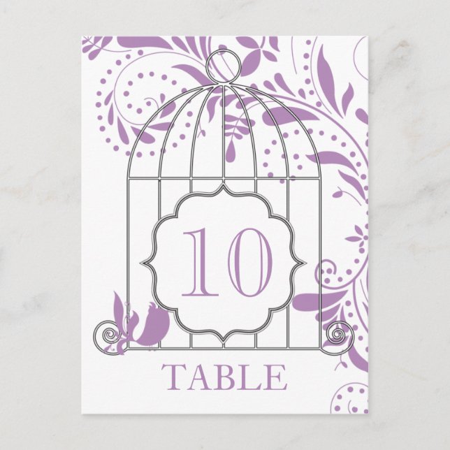 African Violet Purple Wedding Table Numbers Postcard (Front)