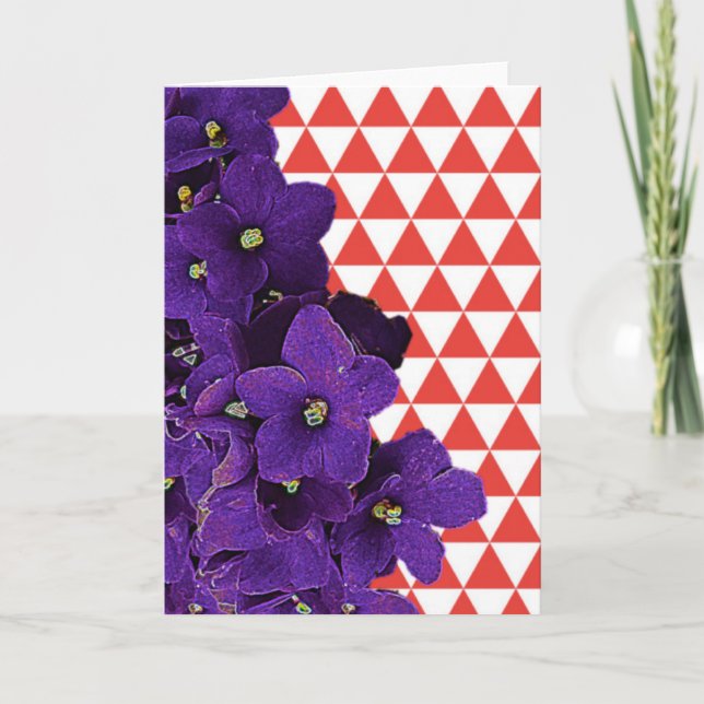 African Violet Red Pyramid Frameable Note Card (Front)