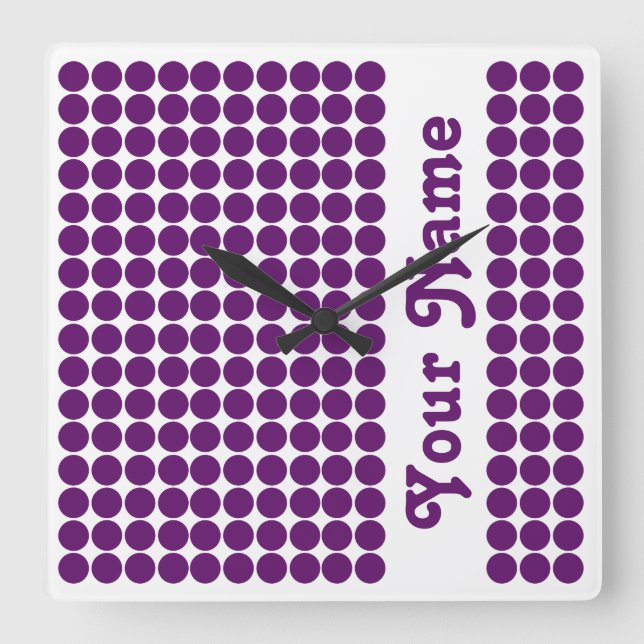 African Violet Safari Dot with name Square Wall Clock (Front)