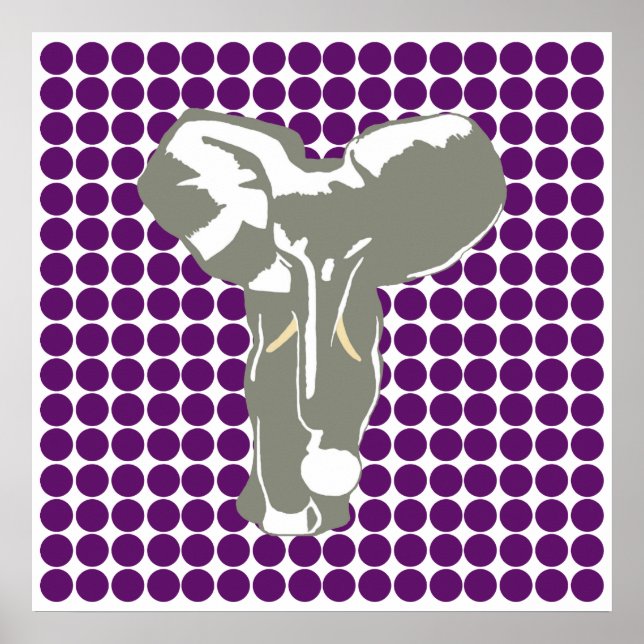 African Violet Safari Dot with Pop Art Elephant Poster (Front)