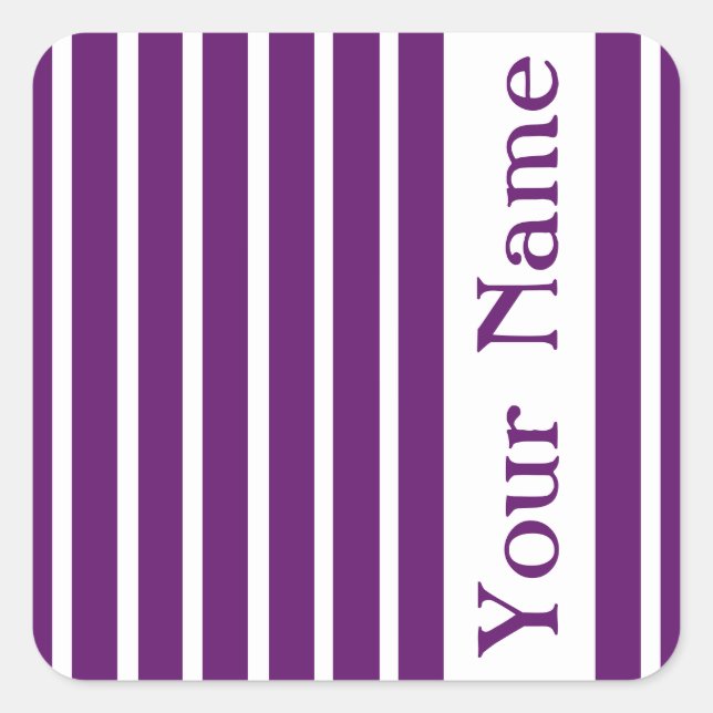 African Violet Safari Stripe with name Square Sticker (Front)