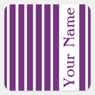 African Violet Safari Stripe with name Square Sticker