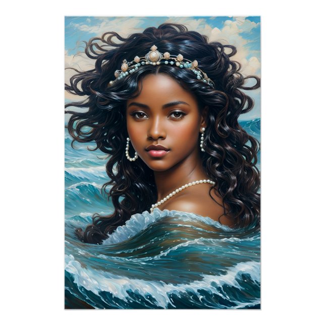 African Water Goddess Yemaya Painting Poster (Front)