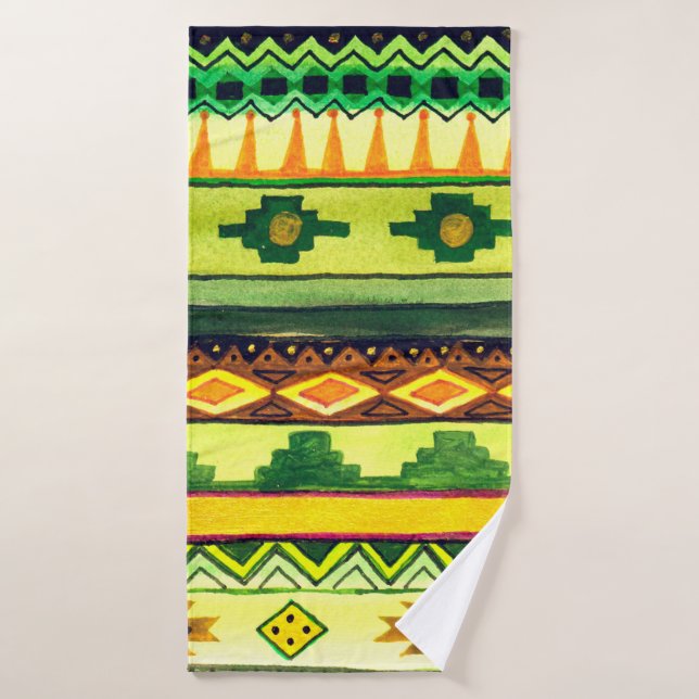 African Watercolor Pattern. Bath Towel (Bath Towel)