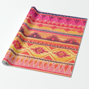 African Watercolor Pattern. Raster Illustration Wrapping Paper